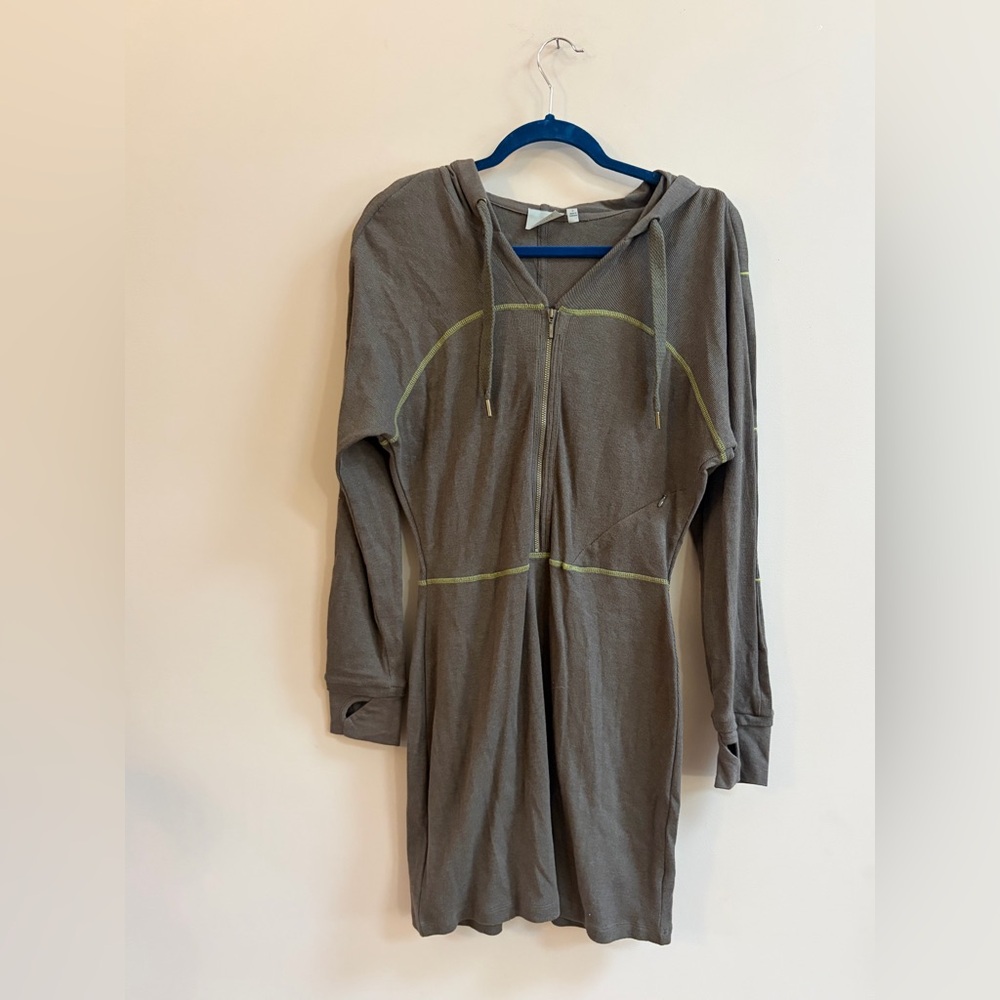 Athleta Half Zip Long Sleeve Hooded Athletic Sporty Tunic Dress, Hoodie Dress
